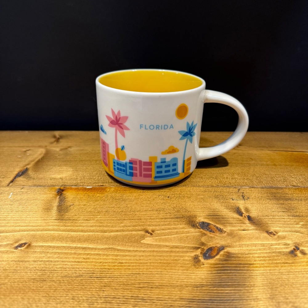 Starbucks Florida You Are Here Collection Mug 2015 Yellow Interior 14oz / 414mL
